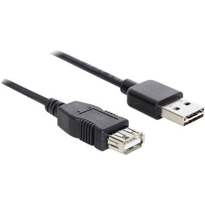 Delock USB-kabel USB 2.0 USB-A stekker, USB-A bus 5.00 m Zwart Stekker past op beide manieren, Vergulde steekcontacten, 