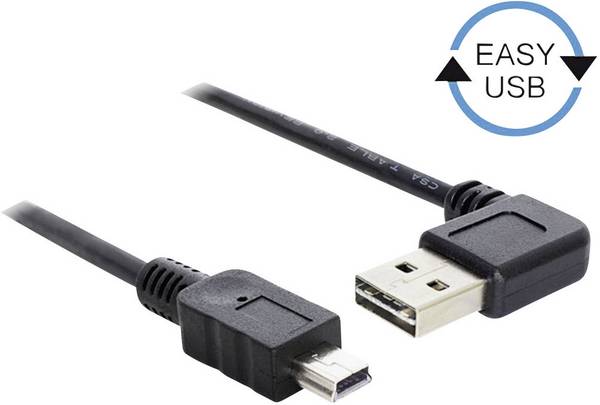 Delock 83379 USB-kabel USB 2.0 USB-A stekker, USB-mini-B stekker 2.00 m Zwart Vergulde steekcontacten, UL gecertificeerd