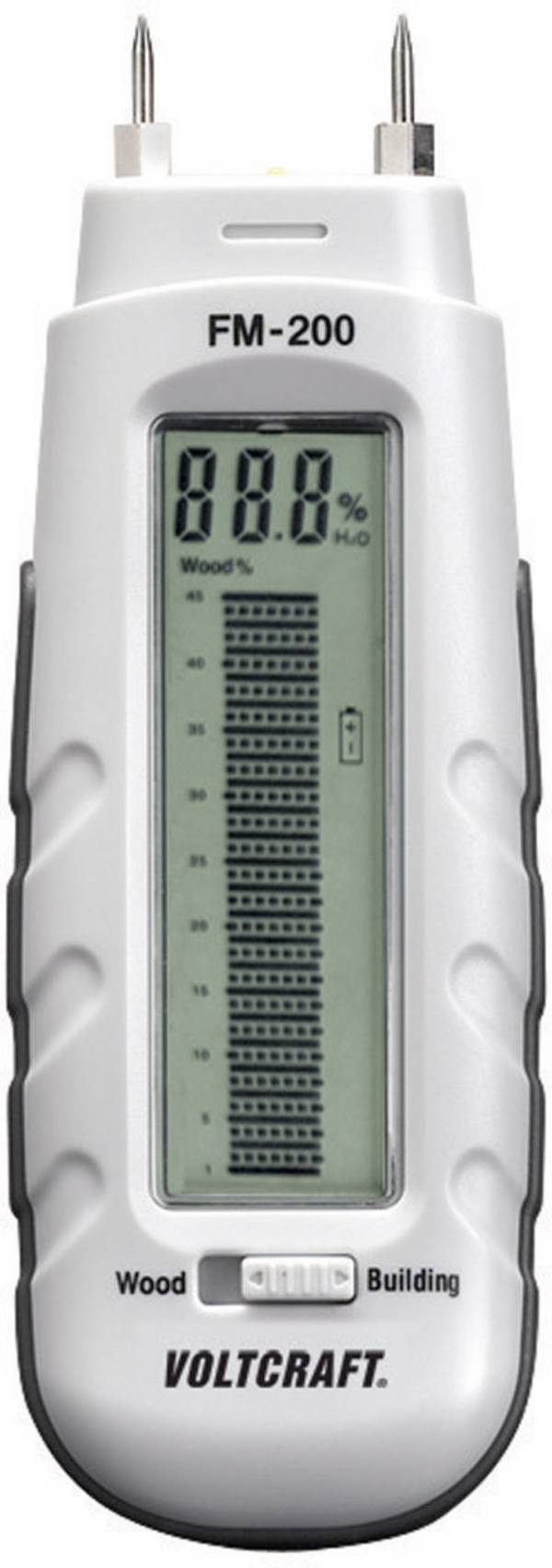 VOLTCRAFT FM-200 Materiaalvochtmeter Meetbereik bouwvochtigheid 0.2 tot 2 %Vol. Meetbereik houtvochtigheid (bereik) 6 tot 44 %Vol.