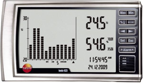 testo 623 Luchtvochtigheidsmeter (hygrometer) 0 % Hrel 100 % Hrel Datalogger functie, Dauwpunt/schimmel waarschuwingsweergave