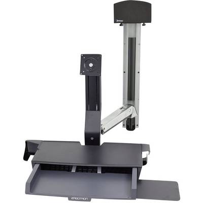 Een ergonomische werkplek standaard met toetsenbordlade, geschikt voor wandmontage, optimaliseert het gebruik van beeldschermen.