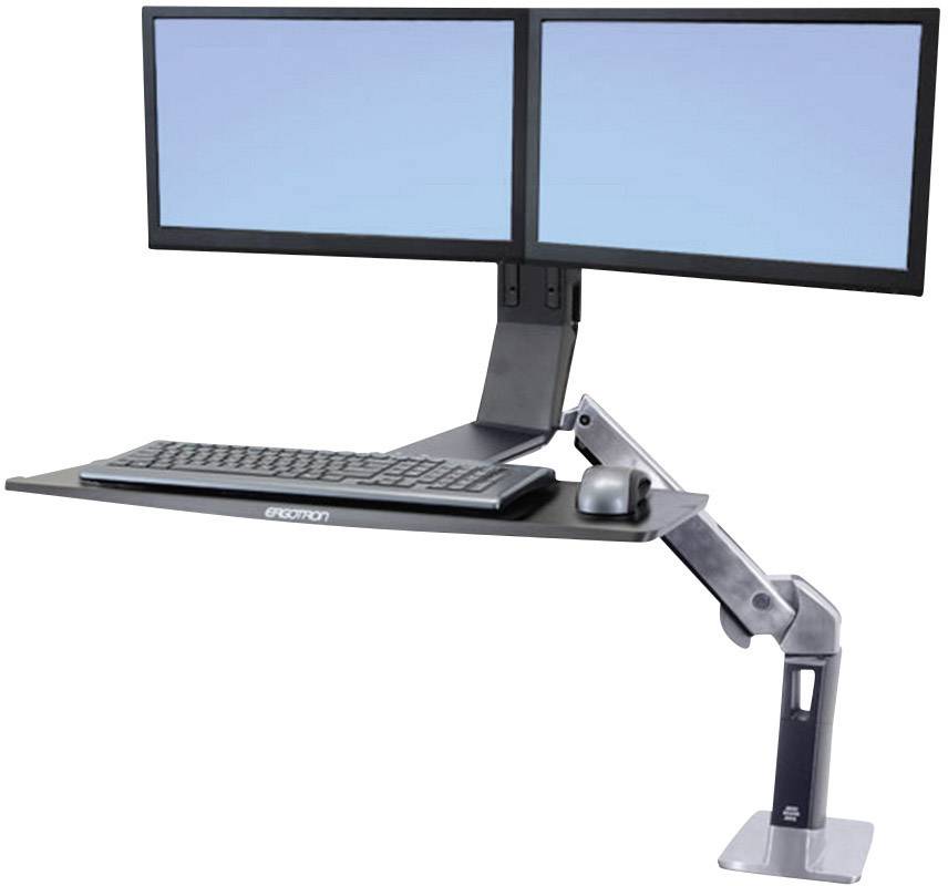 Ergotron WorkFit-A Dual Monitor-tafelbeugel Aantal monteerbare displays: 2 25,4 cm (10") - 61 cm (24") Zwart, Aluminium -1