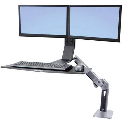 Ergotron WorkFit-A Dual Monitor-tafelbeugel Aantal monteerbare displays: 2 25,4 cm (10") - 61 cm (24") Zwart, Aluminium -1