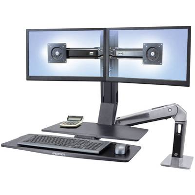 Ergotron WorkFit-A Monitor-tafelbeugel 2-voudig 25,4 cm (10") - 61,0 cm (24") Zwart, Aluminium (gepolijst) In hoogte ver