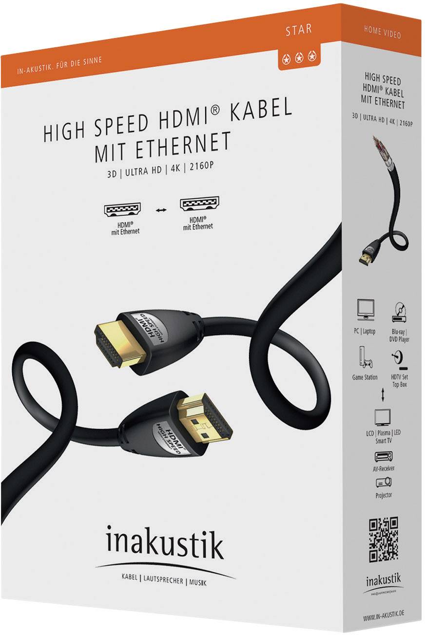 Inakustik 00324530 HDMI-kabel HDMI Aansluitkabel HDMI-A-stekker, HDMI-A-stekker 3.00 m Zwart Audio Return Channel (ARC),-3