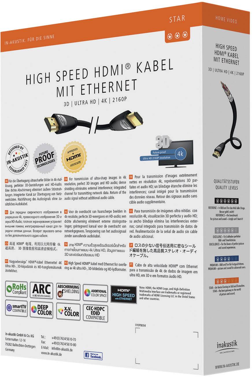 Inakustik 00324530 HDMI-kabel HDMI Aansluitkabel HDMI-A-stekker, HDMI-A-stekker 3.00 m Zwart Audio Return Channel (ARC),-4