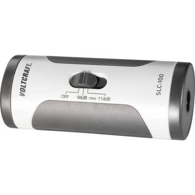 Geluidskalibrator van VOLTCRAFT met schakeltoets voor 94 dB en 114 dB (1 kHz) instellingen, model SLC-100.