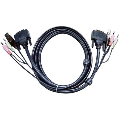 ATEN KVM Aansluitkabel [2x Jackplug male 3,5 mm, DVI-stekker 18+1-polig, USB-A 2.0 stekker - 2x Jackplug male 3,5 mm, DV