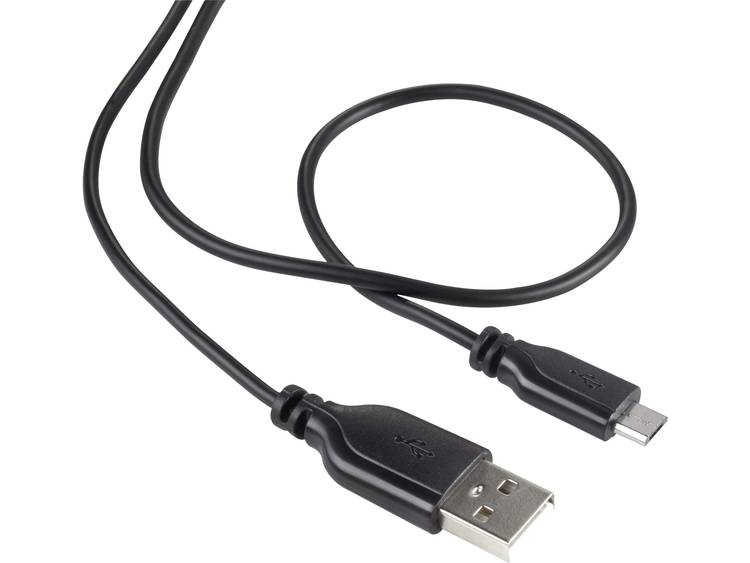 Renkforce USB 2.0 Aansluitkabel [1x USB 2.0 stekker A 1x USB 2.0 stekker micro-B] 1 m Zwart SuperSof
