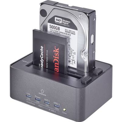 Renkforce rf-docking-08 USB 3.2 Gen 1 (USB 3.0) SATA 6 Gb/s 2 poorten Harde schijf-dockingstation 2.5 inch, 3.5 inch Met