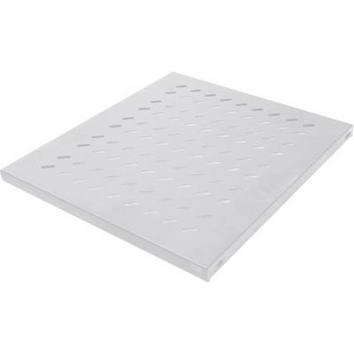 Een wit, rechthoekig rek met gestanste sleuven. Geschikt voor de ventilatie van opgeslagen voorwerpen.