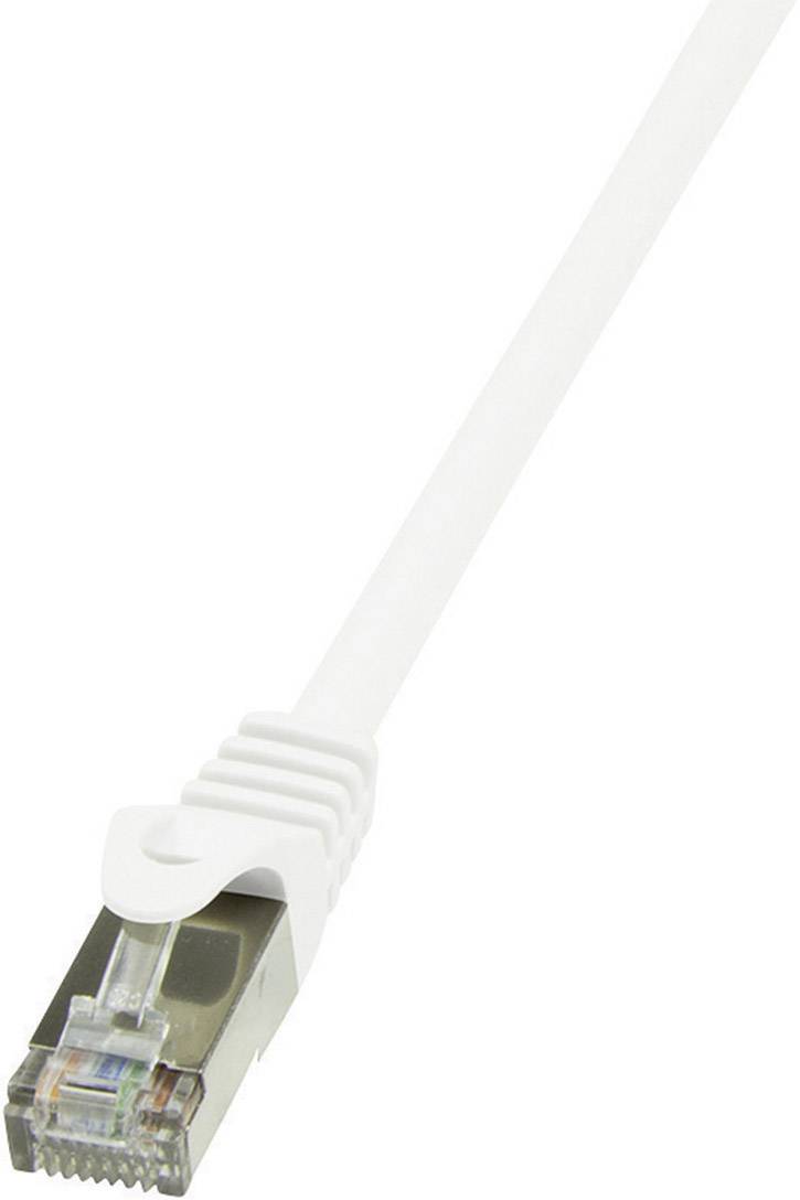 Een wit Ethernet-kabel met RJ45-connector.