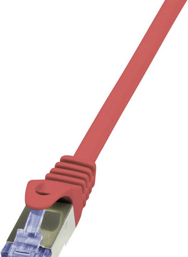 LogiLink CQ3014S RJ45 Netwerkkabel, patchkabel CAT 6A S/FTP 0.25 m Rood Vlambestendig, Snagless 1 stuk(s)