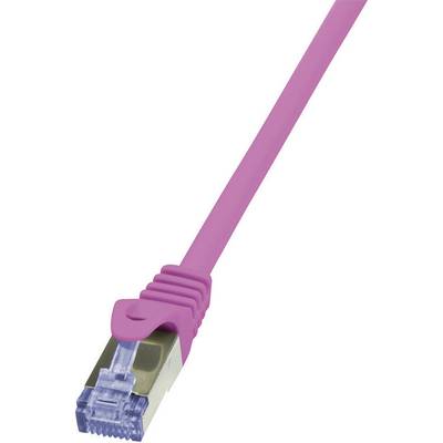LogiLink CQ3029S RJ45 Netwerkkabel, patchkabel CAT 6A S/FTP 0.50 m Pink Vlambestendig, Snagless 1 stuk(s)