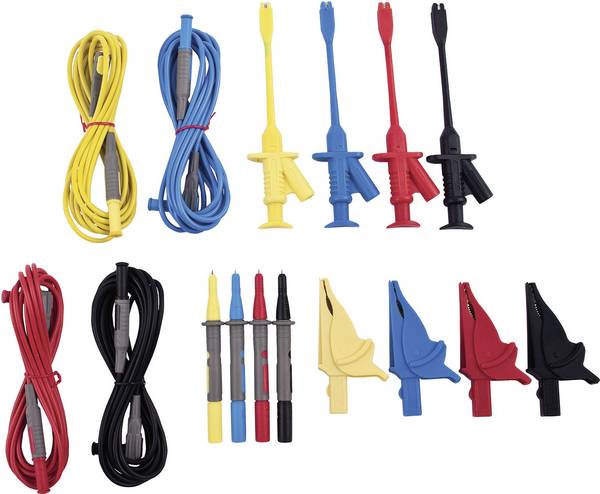 Extech PQ1000 Veiligheidsmeetsnoerenset Banaanstekker 4 mm Banaanstekker 4 mm 3.00 m Zwart, Rood, Blauw, Geel 1 stuk(s)