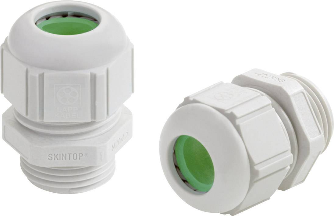 Twee witte kabelwartelmoeren met groene afdichting, naast elkaar liggend. Eén toont de voorkant, de andere de zijkant.