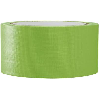 Groen plakband op rol tegen een witte achtergrond; wordt gebruikt voor bevestiging en afdichting.
