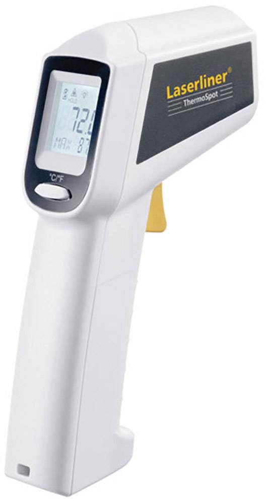 Infrarood-thermometer met display toont temperatuur van 72,0°F en 22°C. Apparaat voor contactloze temperatuurmeting.