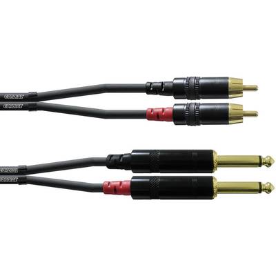 Cordial CFU1,5PC Audio Adapterkabel [2x Jackplug male 6,3 mm - 2x Cinch-stekker] 1.50 m Zwart