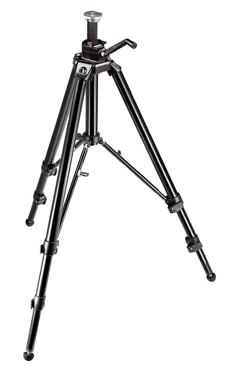 Tripod Manfrotto Pro Digital mit Kurbelsäule 3/8 inch Werkhoogte=43 188 cm Zwart Waterpas