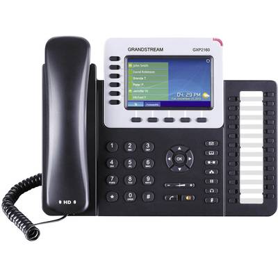 Grandstream GXP-2160 VoIP-systeemtelefoon Bluetooth, Headsetaansluiting Kleurendisplay Zwart, Zilver 