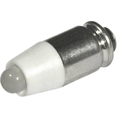 Een kleine, cilindrische gloeilampinzet in een metalen en witte houder, doorgaans gebruikt voor zaklantaarns.
