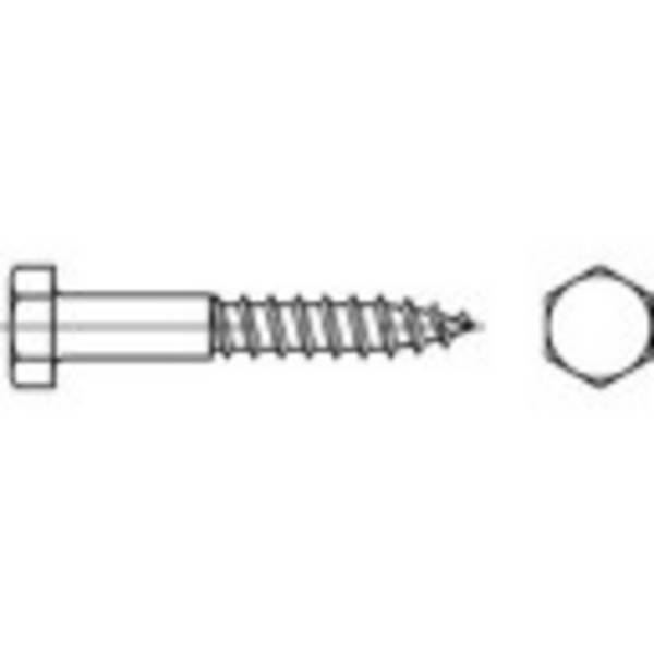 TOOLCRAFT 109216  Zeskantbout 10 mm 260 mm Buitenzeskant DIN 571   Staal Galvanisch verzinkt 25 stuk(s)