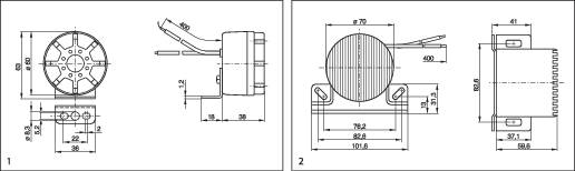 Technische tekening met meerdere aanzichten en maten van machinedelen. Toont bovenaanzicht, zijaanzicht en gedetailleerde afmetingen.