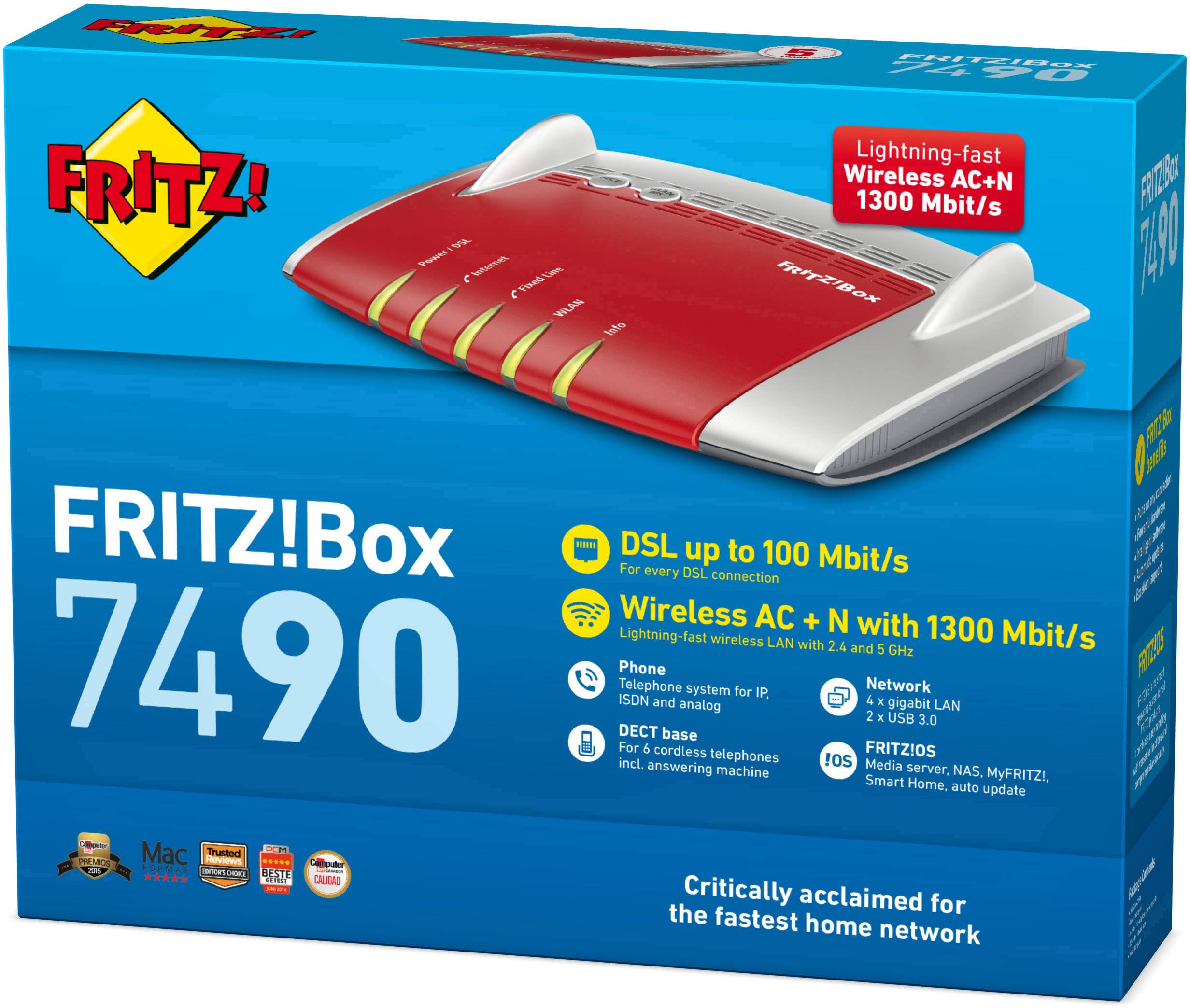 AVM FRITZ!Box 7490 International WiFirouter met modem Geïntegreerd