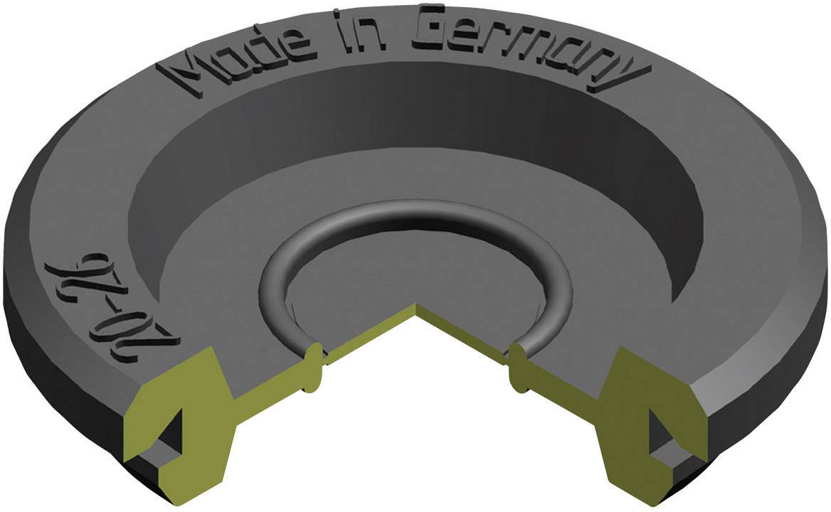 Een donkere afdichtingsring met de opschriften '20 x 42' en 'Made in Germany', gedeeltelijk in een 3D-doorsnede om de binnenstructuur te tonen.