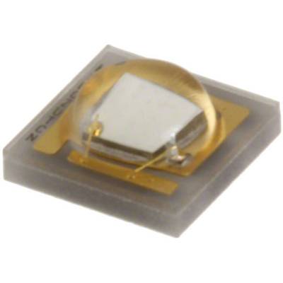 Een lichtdiode (LED) op een vierkante chip met metalen aansluitingen, gebruikt in elektronische apparaten voor lichtproductie.