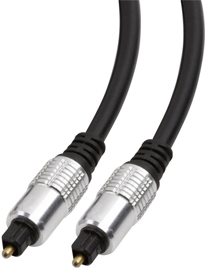 Twee zwarte optische audiokabels met metalen connectoren voor digitale audioaansluiting.
