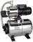 Roestvrij stalen waterpomp met motor en drukvat op zwarte voet, model 'HWW 4500 INOX', geschikt voor tuinirrigatie.