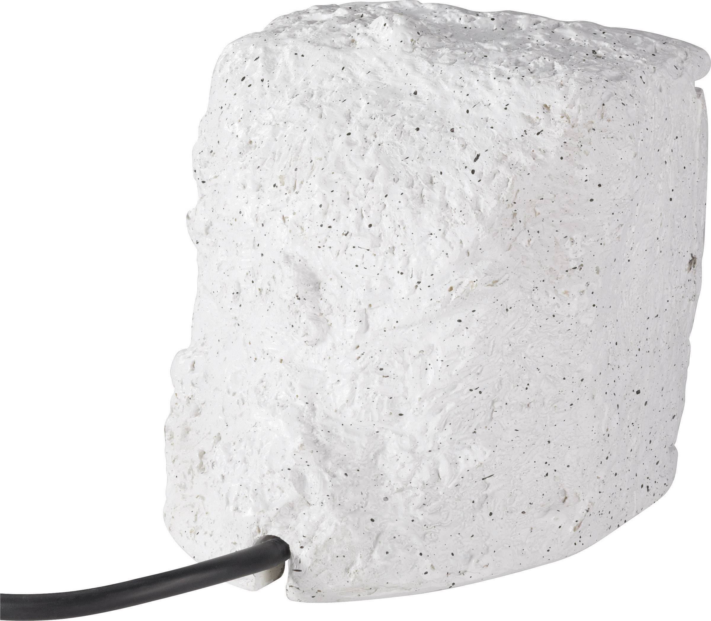 Witte, ruwe schuimstofkubus met een zwart kabel dat aan één kant uitsteekt.