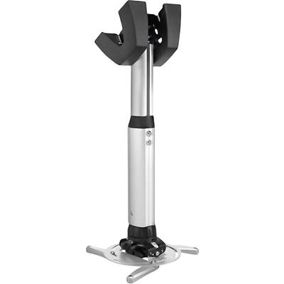 Standaard voor VR-controller met zilveren telescopische arm en zwarte houder. Geschikt voor stabiele steun op een vlak oppervlak.