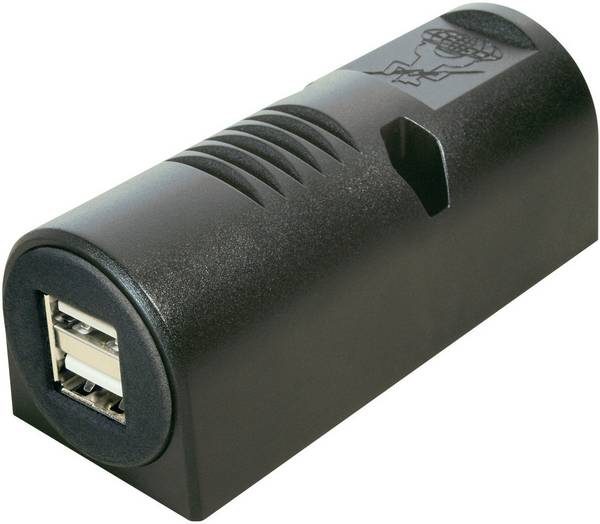 ProCar Aufbausteckdose Power USB Doppelsteckd USB aansluiting opbouw 2 voudig Stroombelasting (max.): 5 A Geschikt voor USB-A Stopcontact 12 V naar 5 V, 24 V naar 5 V