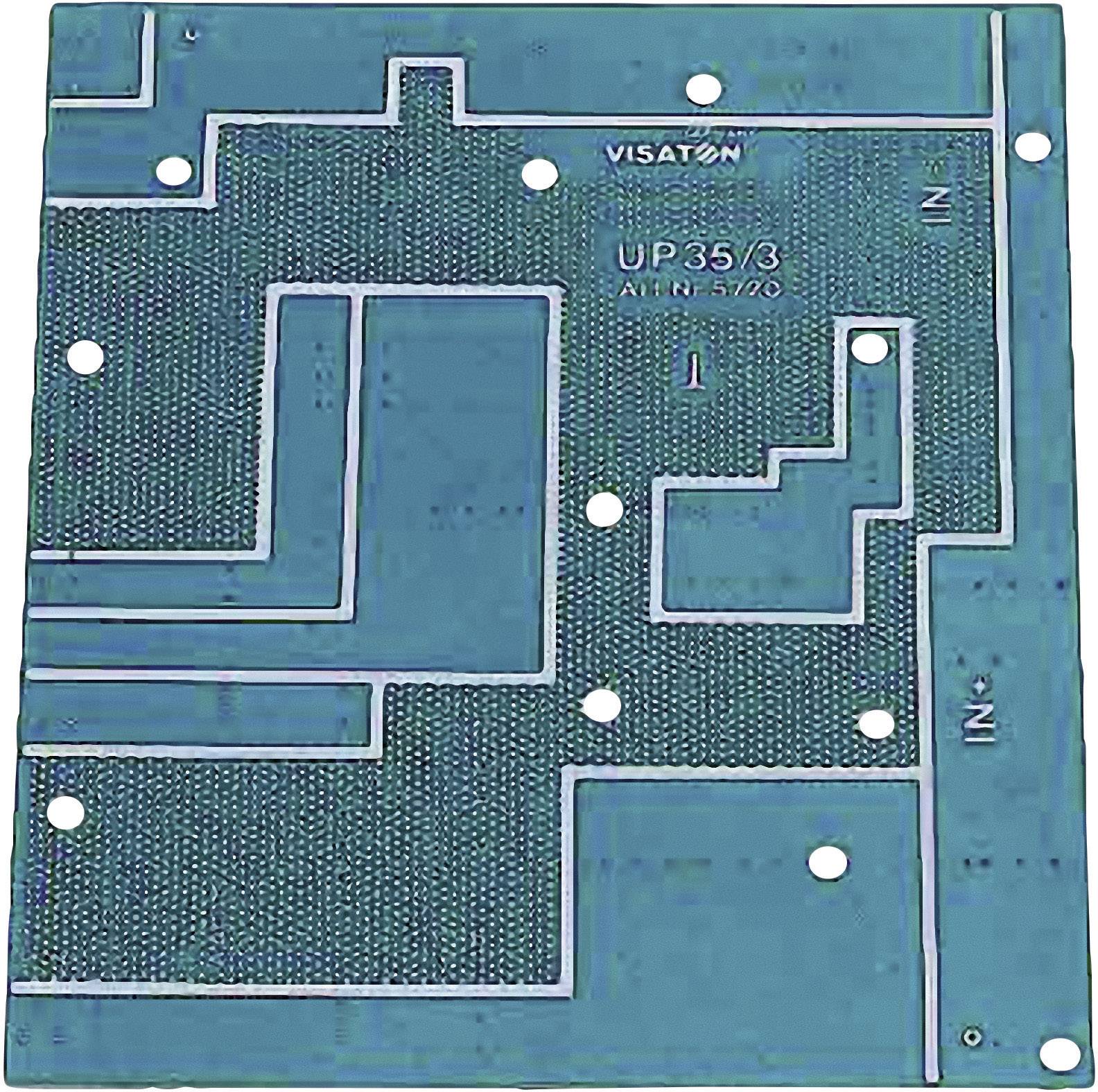 Blauw PCB met witte printbanen en meerdere ronde gaten. Bovenaan staat 'VISATON UP35/3 ATN-5770'.