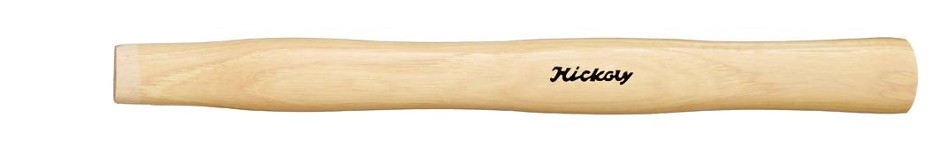 Houten handgreep met een gladde oppervlakte, voorzien van het opschrift 'Hickory'. Gebruikt voor gereedschappen of sportuitrusting om de grip te verbeteren.