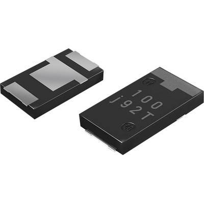 Twee zwarte elektronische chips met metalen contacten, waarbij één de opdruk '100 j92T' draagt, worden gebruikt voor stroom- of spanningsregulatie.