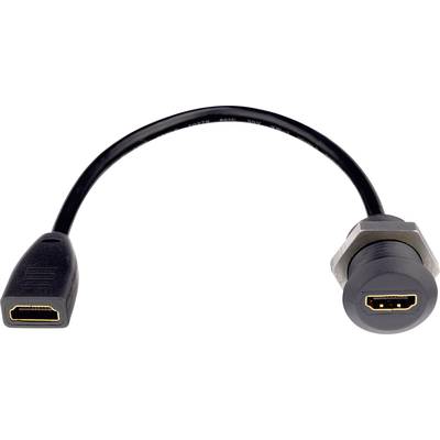 Inakustik 0090203025 HDMI-kabel HDMI Verlengkabel HDMI-A-bus, HDMI-A-bus 0.25 m Zwart Vergulde steekcontacten, Voor buis