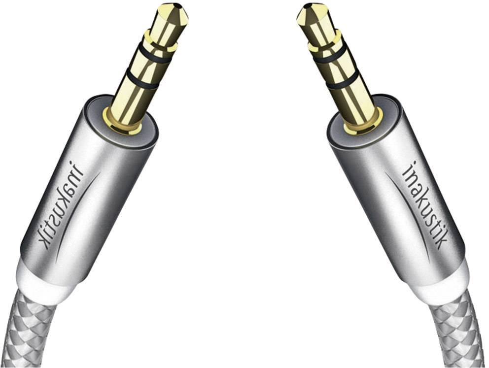 Inakustik Premium MP3-audiokabel jackplug 3,5 mm naar jackplug 3,5 mm wit/zilver 0,75 m-1