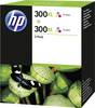 HP Inktcartridge 300XL Origineel 2-pack Cyaan, Magenta, Geel D8J44AE Inkt