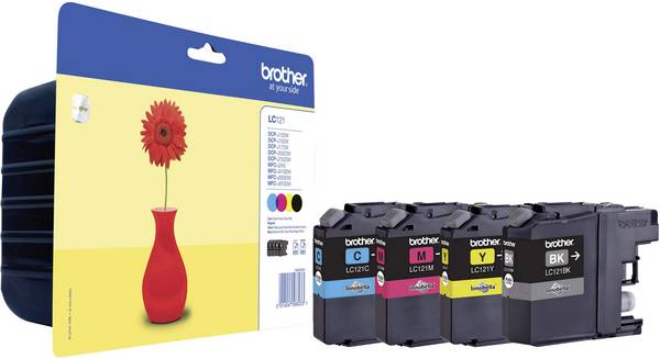 Brother Inktcartridge LC-121 Origineel Combipack Zwart, Cyaan, Magenta, Geel LC121VALBPDR
