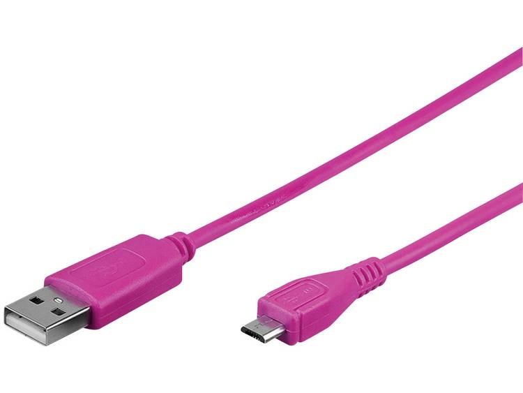 Goobay USB 2.0 Aansluitkabel [1x USB 2.0 stekker A 1x USB 2.0 stekker micro-B] 0.95 m Roze