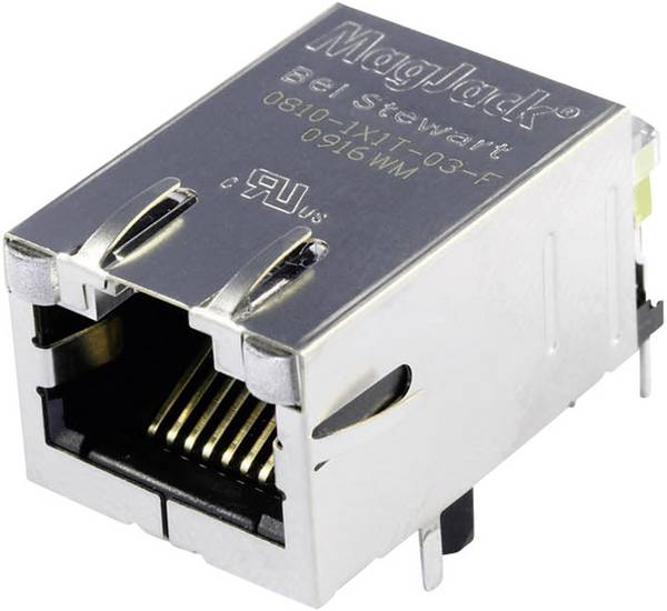 BEL Stewart Connectors MagJack 10/100Base-TX 5 transformator met LED's Bus, inbouw horizontaal 10/100Base-TX Aantal polen: 8P8C Vernikkeld, Metaal 1 stuk(s)