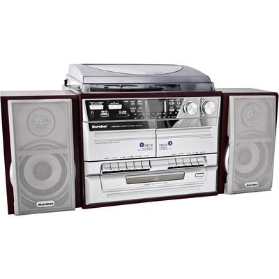 Karcher KA 320 Stereoset CD, Cassette, Middengolf, Platenspeler, SD, USB, FM  2 x 2 W Hout, Zilver