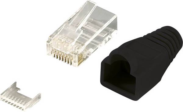 LogiLink MP0024 RJ45-connector, Cat 6 Stekker, recht Aantal polen: 8P8C Zwart 100 stuk(s)