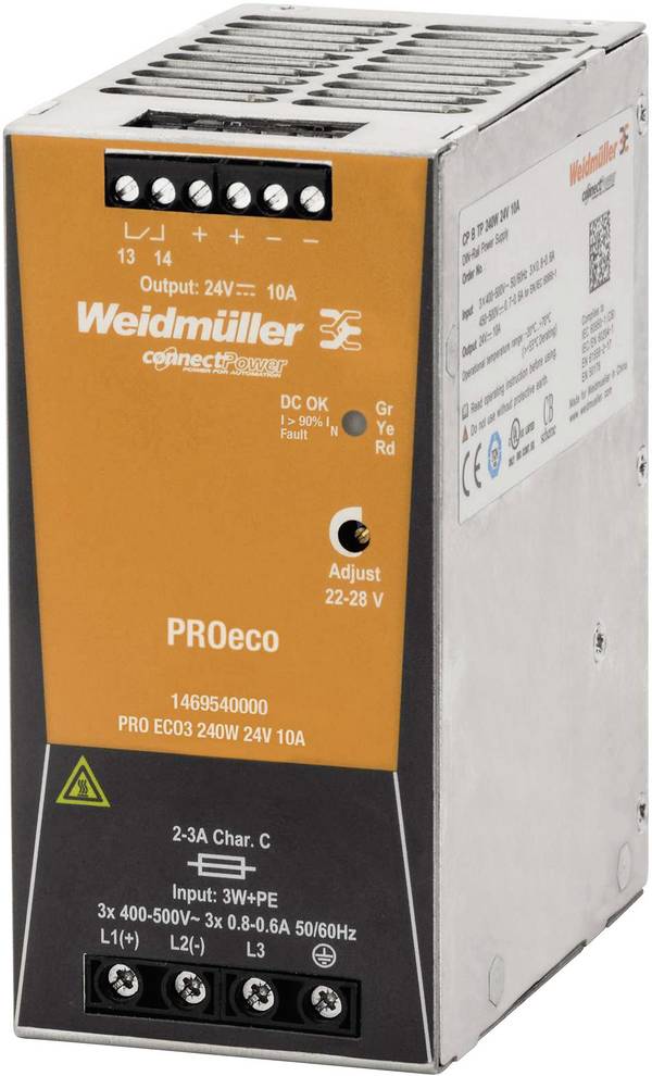 Weidmüller 1469540000 DIN-rail netvoeding  24 V/DC 10 A 240 W Aantal uitgangen:1 x  Inhoud 1 stuk(s)