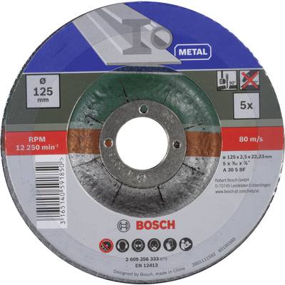 Bosch Accessories A 30 S BF 2609256333 Doorslijpschijf gebogen 125 mm 5 stuk(s) Metaal