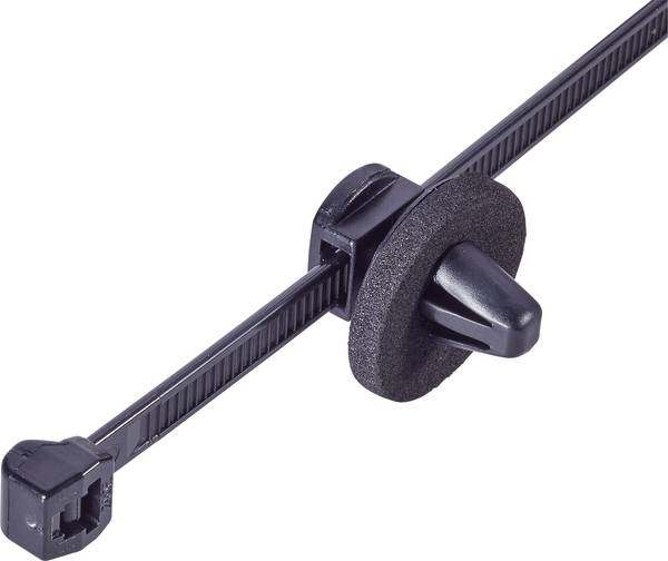 HellermannTyton 150-37799 T50ROSSFT6,5 16-3MD Kabelbinder 200 mm 4.60 mm Zwart Met spreidanker bij de schotel afgedicht 1 stuk(s)